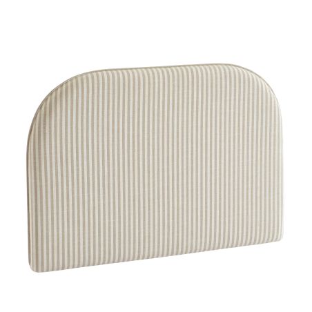 Tête de lit LOUISON tissu lin rayé blanc et beige 90 cm