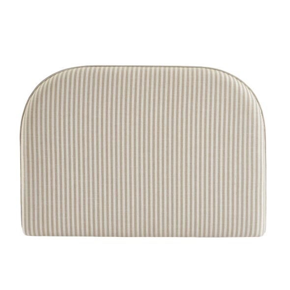 Tête de lit LOUISON tissu lin rayé blanc et beige 90 cm