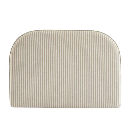 Tête de lit LOUISON tissu lin rayé blanc et beige 90 cm