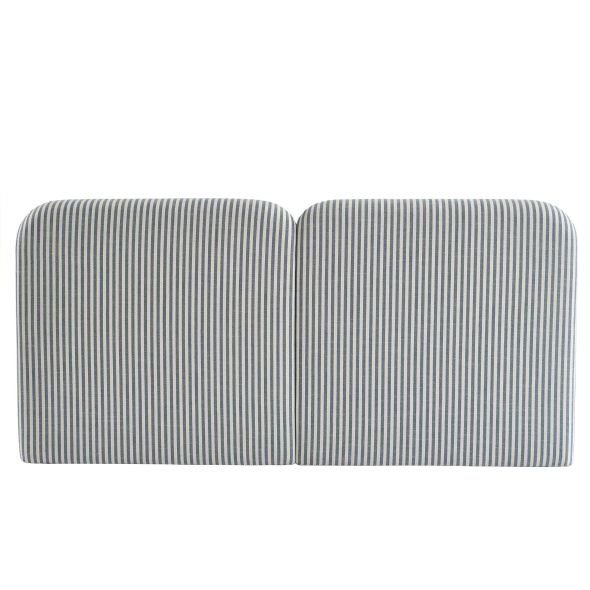 Tête de lit LOUISON tissu lin rayé blanc et bleu 160cm