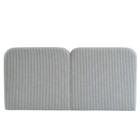 Tête de lit LOUISON tissu lin rayé blanc et bleu 160cm