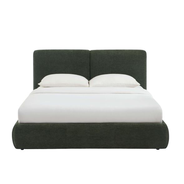 Lit coffre YOKA 160x200 velours côtelé vert sommier inclus
