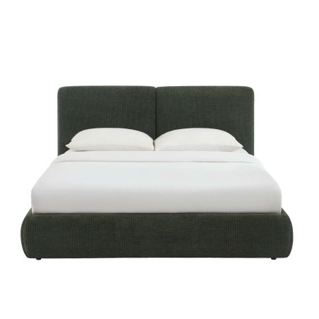 Lit coffre YOKA 160x200 velours côtelé vert sommier inclus