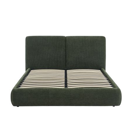 Lit coffre YOKA 160x200 velours côtelé vert sommier inclus