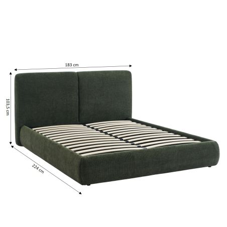 Lit coffre YOKA 160x200 velours côtelé vert sommier inclus