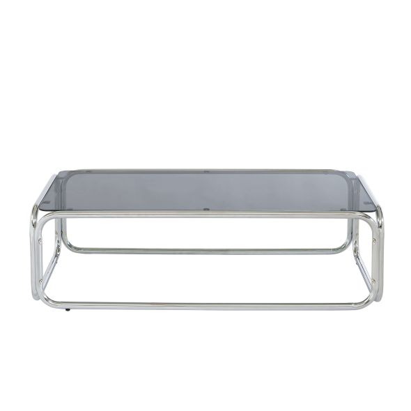 Table basse MAGGY verre trempé noir structure en chrome