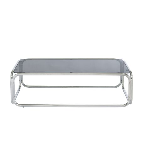Table basse MAGGY verre trempé noir structure en chrome