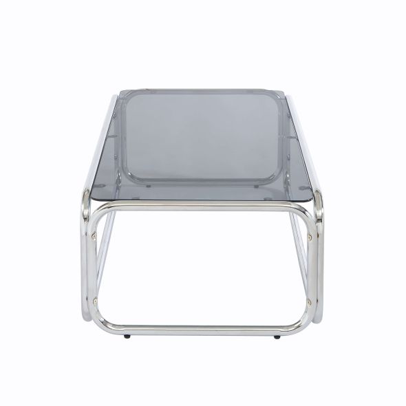 Table basse MAGGY verre trempé noir structure en chrome