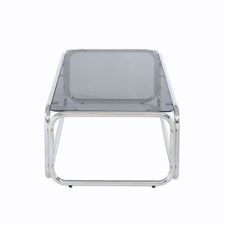 Table basse MAGGY verre trempé noir structure en chrome