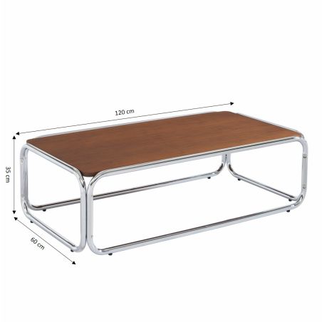 Table basse MAGGY placage noyer structure en chrome