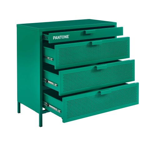 Commode PANTONE métal émeraude 4 tiroirs