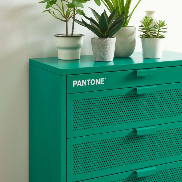 Commode PANTONE métal émeraude 4 tiroirs
