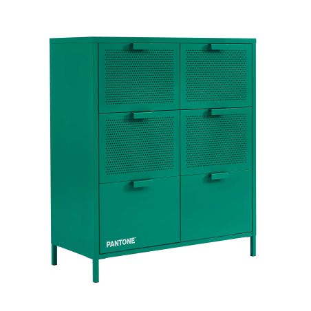 Commode PANTONE 6 tiroirs métal émeraude 90cm