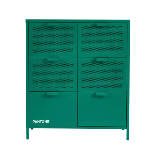 Commode PANTONE 6 tiroirs métal émeraude 90cm