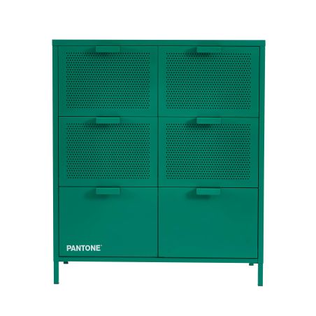 Commode PANTONE 6 tiroirs métal émeraude 90cm