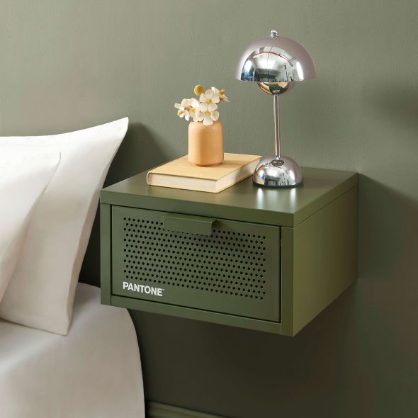 Table de chevet murale PANTONE métal vert olive 40cm