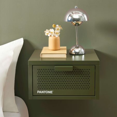 Table de chevet murale PANTONE métal vert olive 40cm