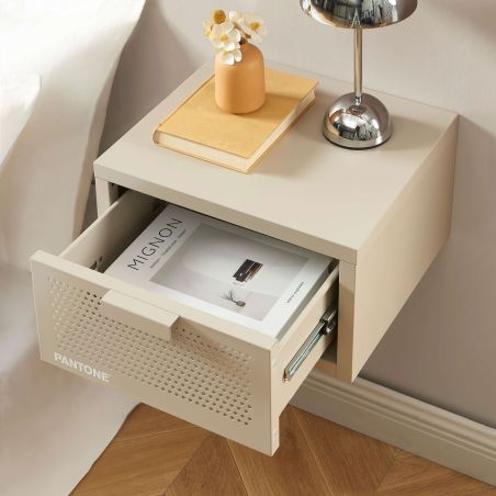 Table de chevet murale PANTONE métal taupe 40cm