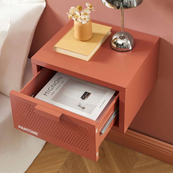 Table de chevet murale PANTONE métal terracotta 40cm