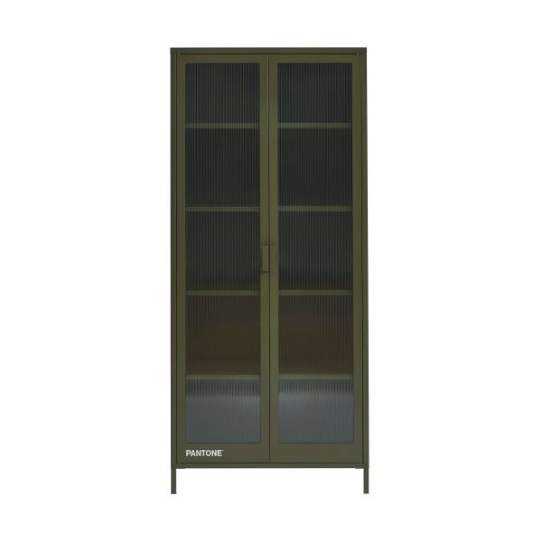 Vaisselier PANTONE en verre cannelé et métal vert olive h180cm