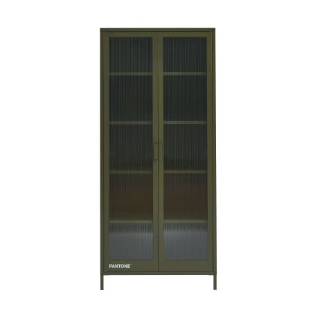 Vaisselier PANTONE en verre cannelé et métal vert olive h180cm