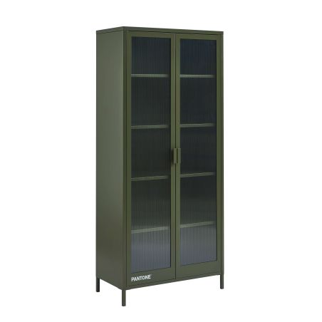 Vaisselier PANTONE en verre cannelé et métal vert olive h180cm
