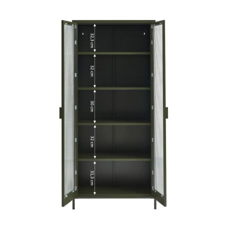 Vaisselier PANTONE en verre cannelé et métal vert olive h180cm