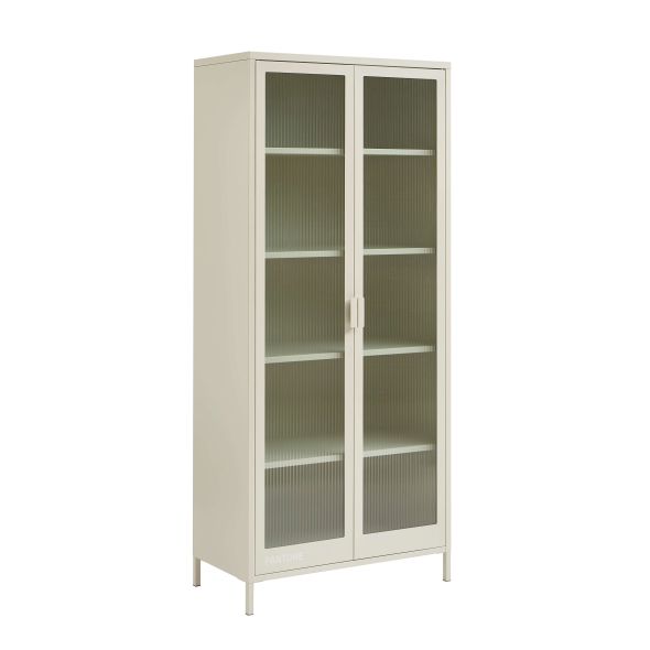 Vaisselier PANTONE en verre cannelé et métal beige sable h180cm