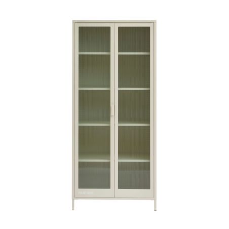 Vaisselier PANTONE en verre cannelé et métal beige sable h180cm