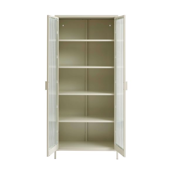 Vaisselier PANTONE en verre cannelé et métal beige sable h180cm