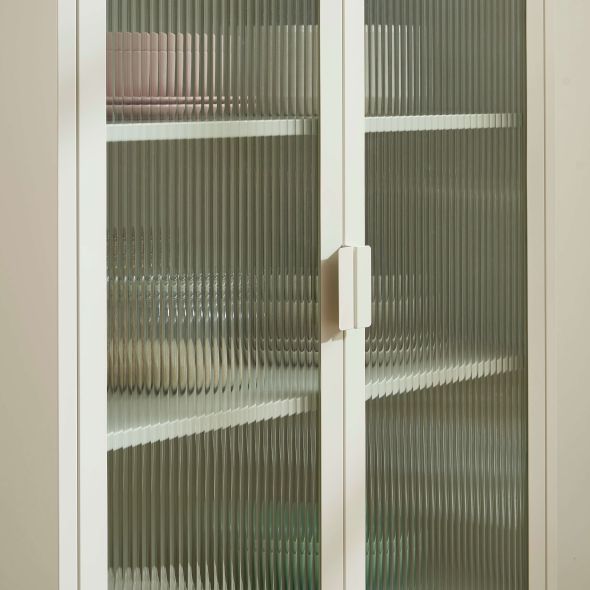 Vaisselier PANTONE en verre cannelé et métal beige sable h180cm