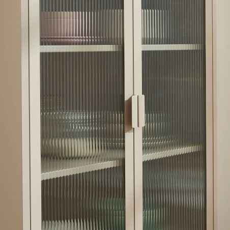 Vaisselier PANTONE en verre cannelé et métal taupe h180cm