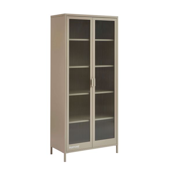 Vaisselier PANTONE en verre cannelé et métal taupe h180cm