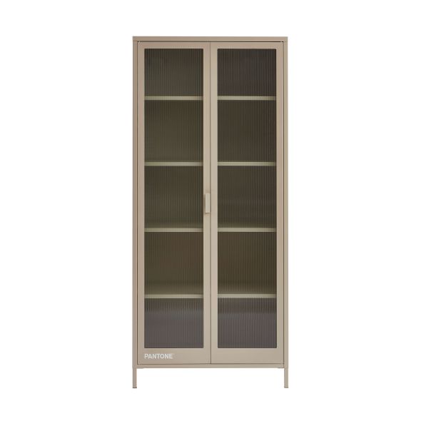Vaisselier PANTONE en verre cannelé et métal taupe h180cm