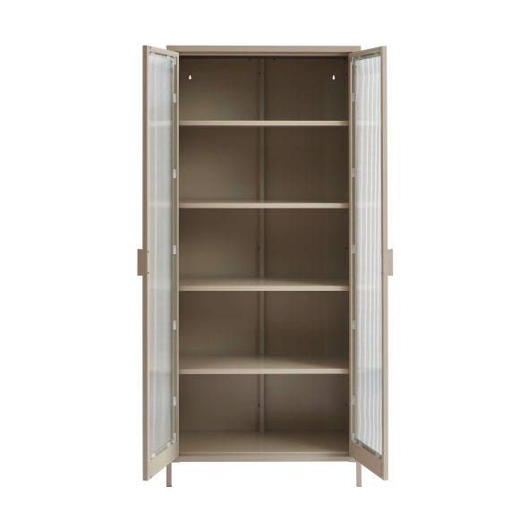 Vaisselier PANTONE en verre cannelé et métal taupe h180cm