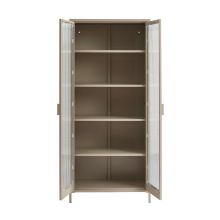 Vaisselier PANTONE en verre cannelé et métal taupe h180cm