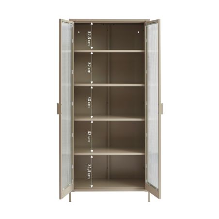 Vaisselier PANTONE en verre cannelé et métal taupe h180cm