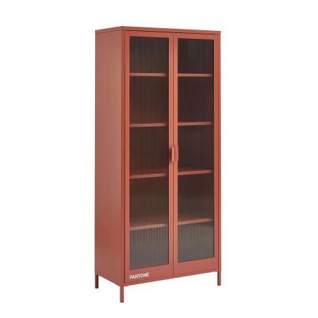 Vaisselier PANTONE en verre cannelé et métal terracotta h180cm