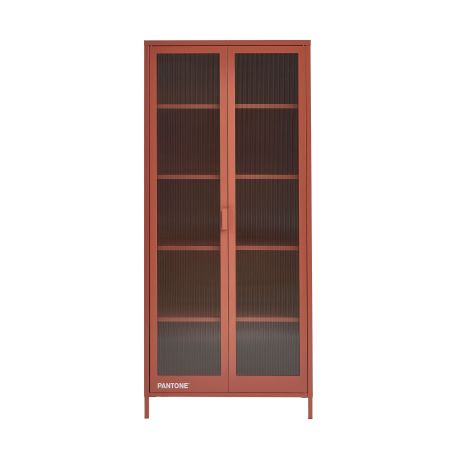 Vaisselier PANTONE en verre cannelé et métal terracotta h180cm
