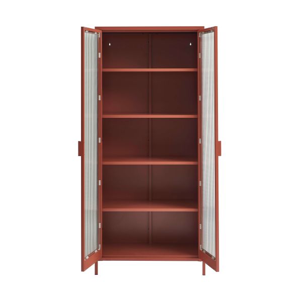 Vaisselier PANTONE en verre cannelé et métal terracotta h180cm