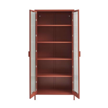 Vaisselier PANTONE en verre cannelé et métal terracotta h180cm
