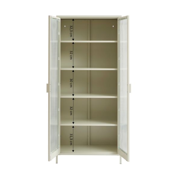 Vaisselier PANTONE en verre cannelé et métal beige sable h180cm