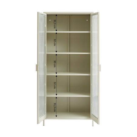 Vaisselier PANTONE en verre cannelé et métal beige sable h180cm