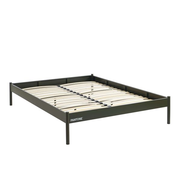 Lit PANTONE 140x190 métal vert olive sommier inclus