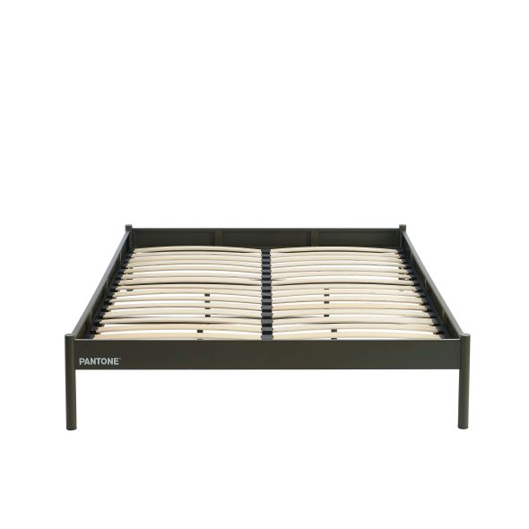 Lit PANTONE 140x190 métal vert olive sommier inclus
