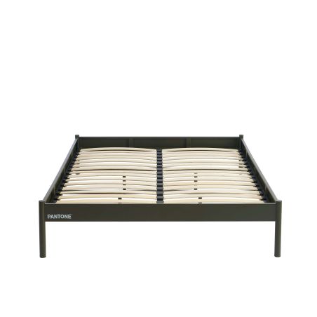 Lit PANTONE 140x190 métal vert olive sommier inclus