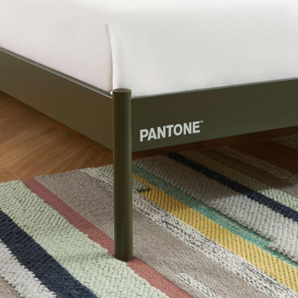 Lit PANTONE 140x190 métal vert olive sommier inclus