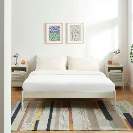 Lit PANTONE 140x190 métal beige sable sommier inclus