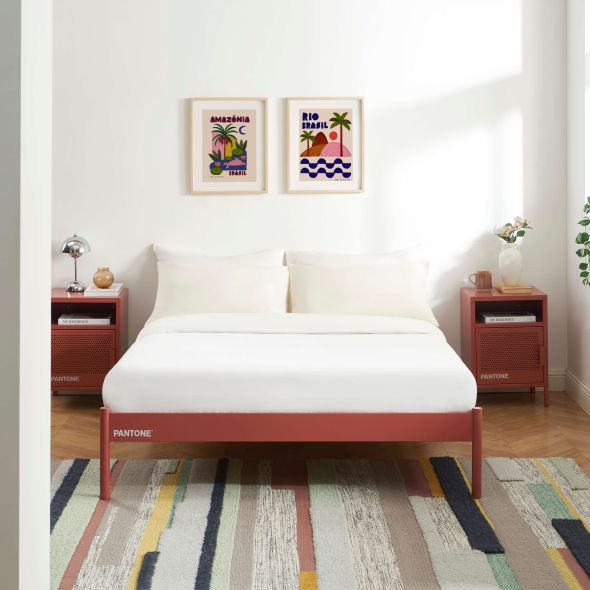 Lit PANTONE 140x190 métal terracotta sommier inclus