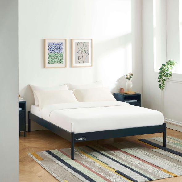 Lit PANTONE 140x190 métal bleu nuit sommier inclus